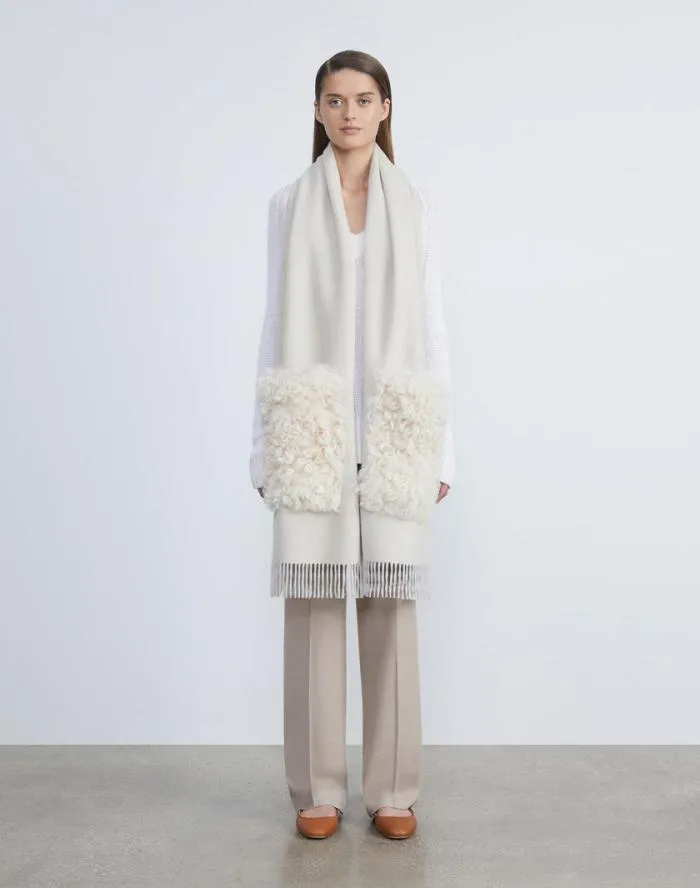 Accessories Cashmere Shearling Pocket Shawl Black Lafayette 148 New York Winter Accessories