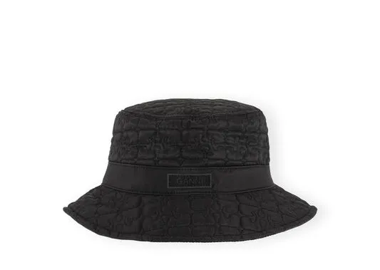 Accessories GANNI Hats Black Quilted Tech Bucket Hat Black