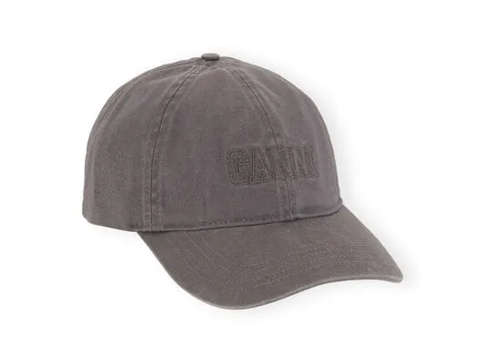 Accessories GANNI Hats Dark Grey Embroidered Logo Cap Frost Gray