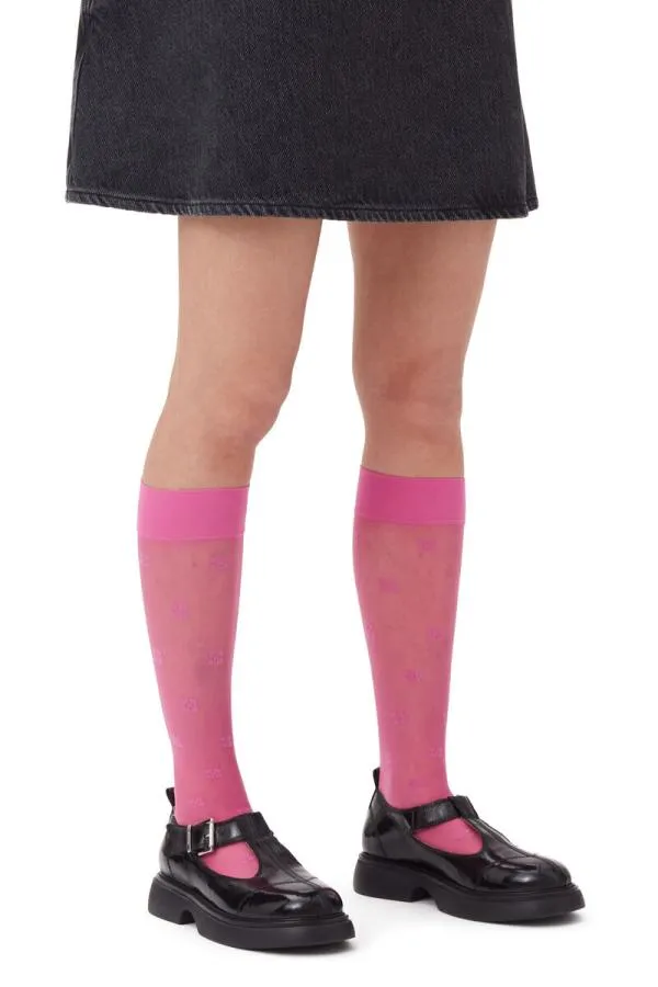 Accessories GANNI Socks Pink Butterfly Lace Socks Shocking Pink Accessories GANNI Socks Pink Butterfly Lace Socks Shocking Pink