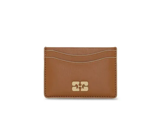 Accessories GANNI Wallets Brown Bou Card Holder Caramel Caf