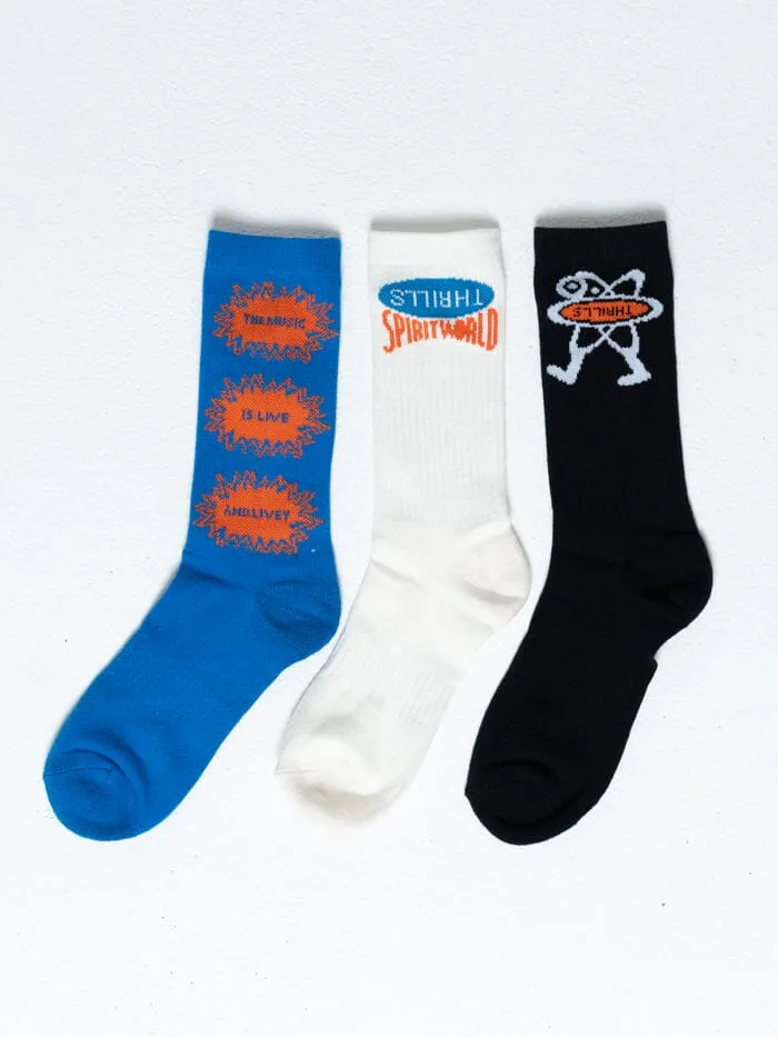 Accessories Spirit World 3 Pack Sock Black Thrills Socks