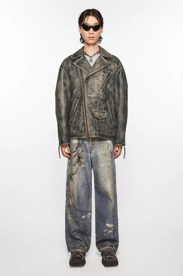 Acne Studios Biker Leather Jacket Black Men Outerwear