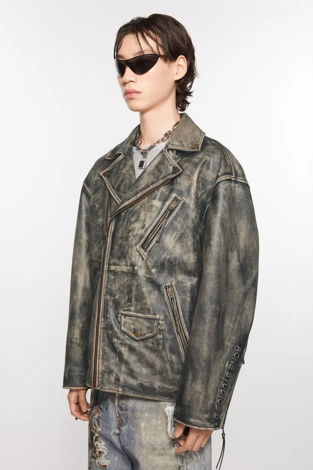 Acne Studios Biker Leather Jacket Black Men Outerwear
