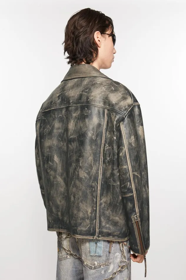Acne Studios Biker Leather Jacket Black Men Outerwear