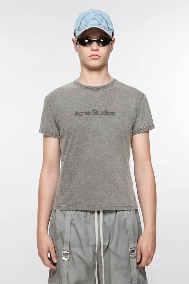 Acne Studios Blurred Logo Tshirt 8211 Fitted Unisex Fit Faded Grey Men Tshirts Acne Studios Blurred Logo Tshirt 8211 Fitted Unisex Fit Faded Grey Men Tshirts
