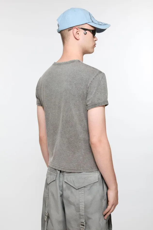 Acne Studios Blurred Logo Tshirt 8211 Fitted Unisex Fit Faded Grey Men Tshirts