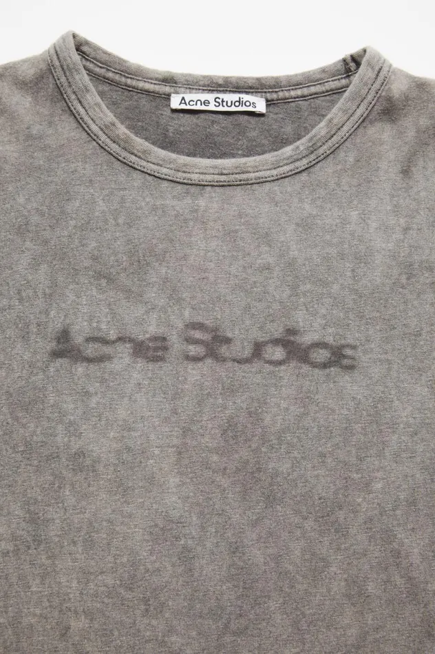 Acne Studios Blurred Logo Tshirt 8211 Fitted Unisex Fit Faded Grey Men Tshirts