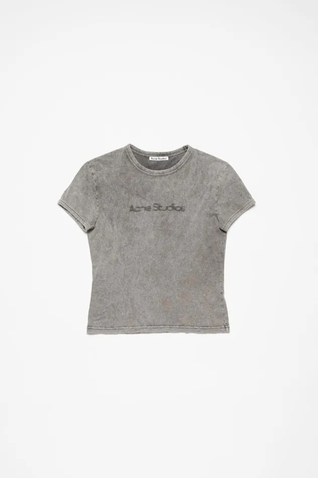 Acne Studios Blurred Logo Tshirt 8211 Fitted Unisex Fit Faded Grey Men Tshirts