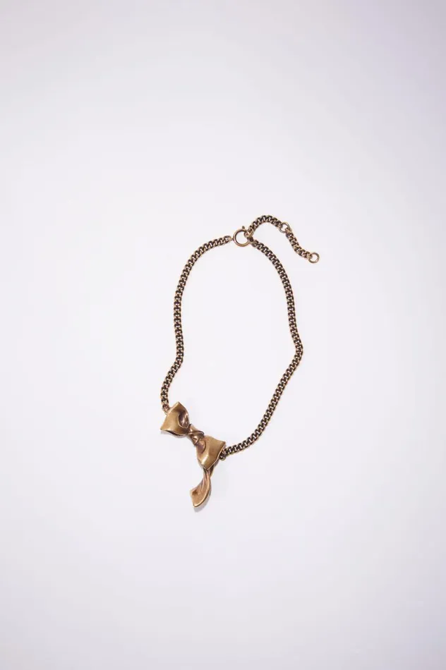 Acne Studios Bow Necklace Antique Gold Women Jewellery