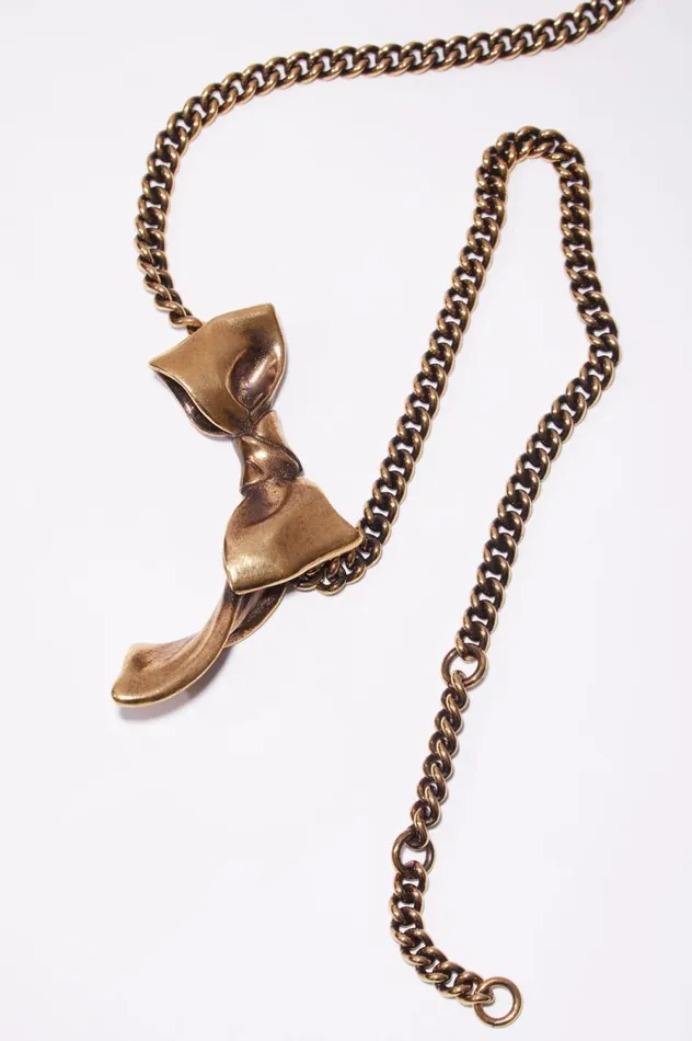 Acne Studios Bow Necklace Antique Gold Women Jewellery
