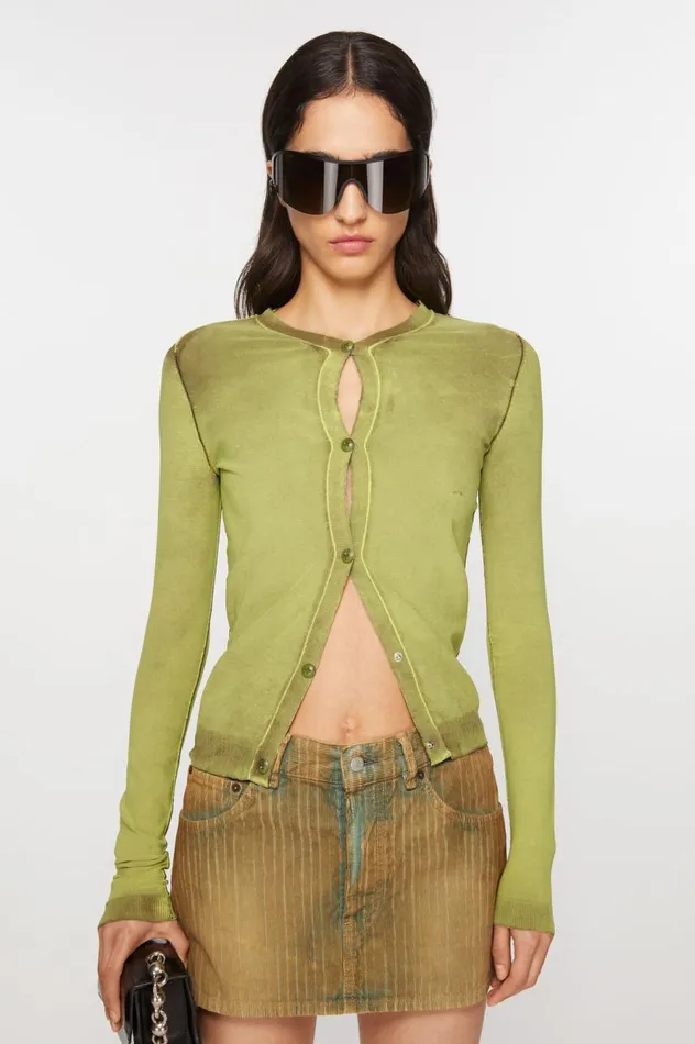 Acne Studios Buttonup Cardigan Lime Green Women Knitwear