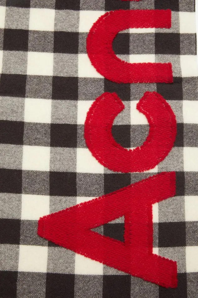 Acne Studios Check Logo Scarf Carbon Greyred Men Scarves