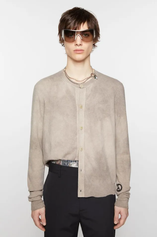 Acne Studios Crew Neck Cardigan Vintage Beige Men Knitwear