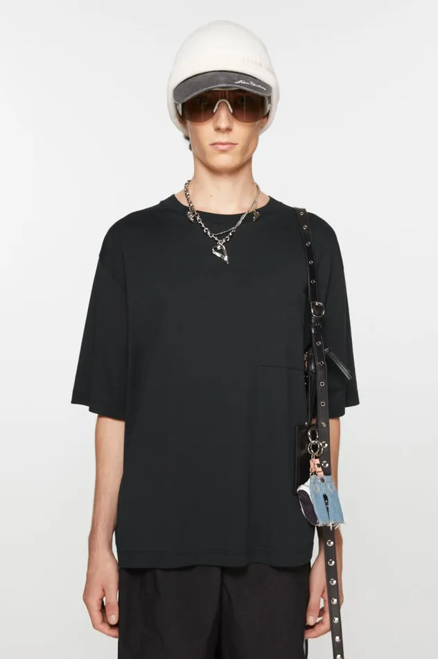 Acne Studios Crew Neck Tshirt 8211 Relaxed Fit Black Men Tshirts