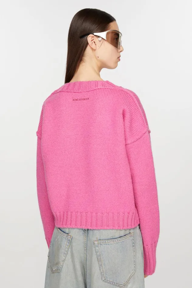 Acne Studios Crew Neck Wool Jumper Pink Women Knitwear