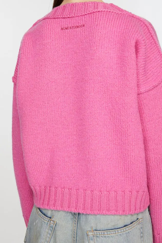 Acne Studios Crew Neck Wool Jumper Pink Women Knitwear