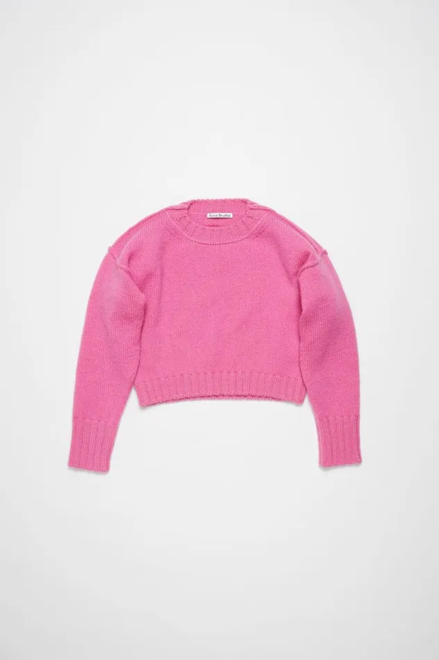 Acne Studios Crew Neck Wool Jumper Pink Women Knitwear