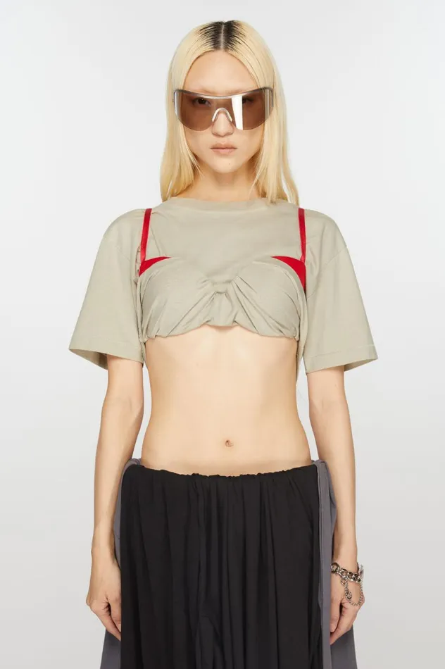 Acne Studios Cropped Tshirt Light Grey Women Tshirts