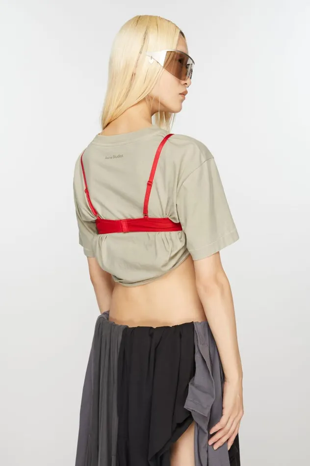 Acne Studios Cropped Tshirt Light Grey Women Tshirts