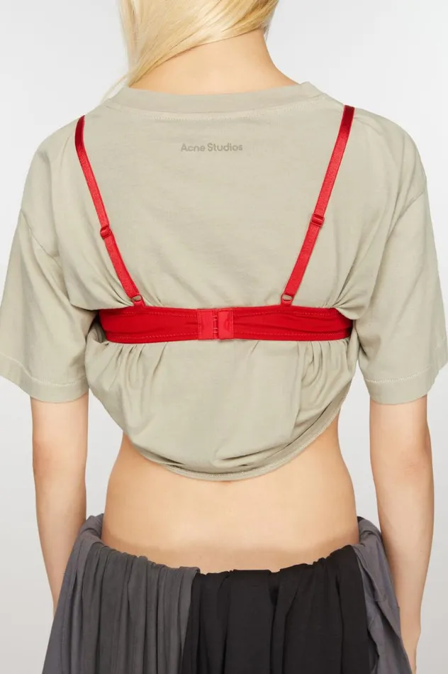 Acne Studios Cropped Tshirt Light Grey Women Tshirts