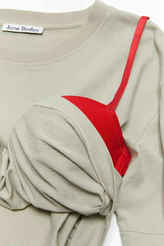 Acne Studios Cropped Tshirt Light Grey Women Tshirts