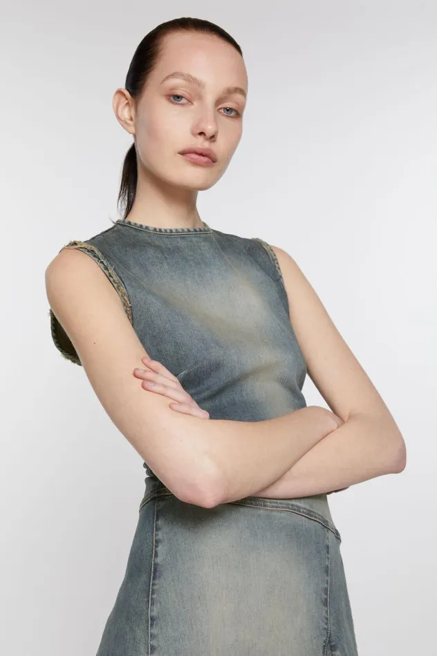 Acne Studios Demin Sleeveless Dress Mid Blue Women Dresses