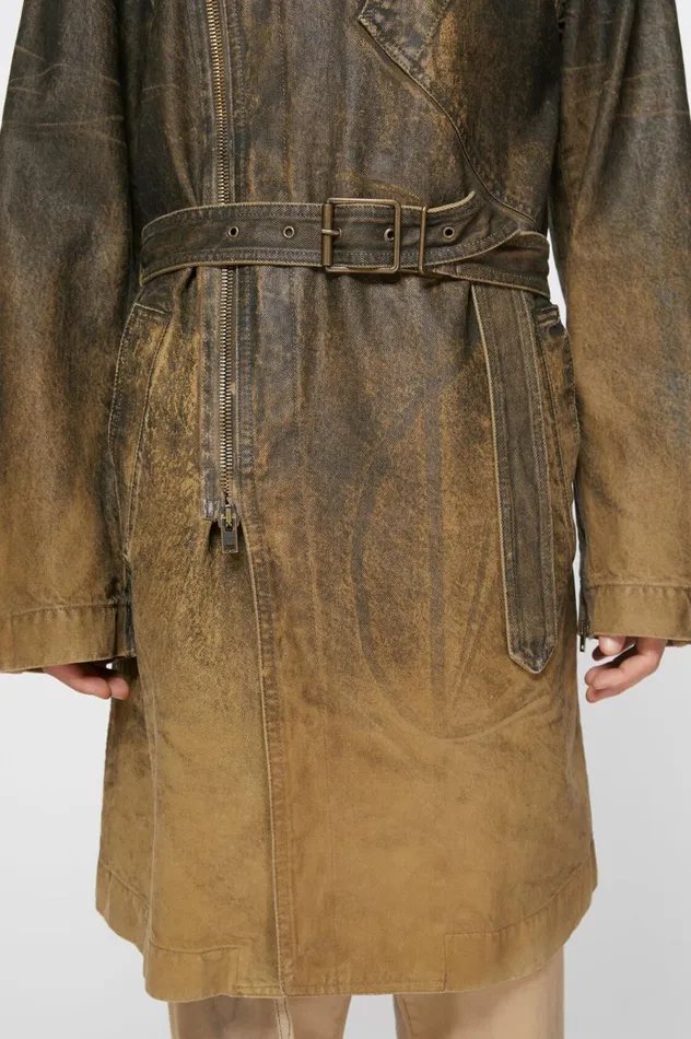 Acne Studios Denim Belted Coat Blackyellow Men Outerwear