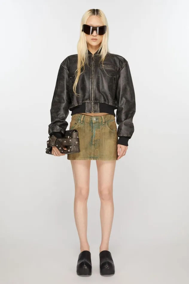 Acne Studios Denim Cord Mini Skirt Brownblue Women Skirts
