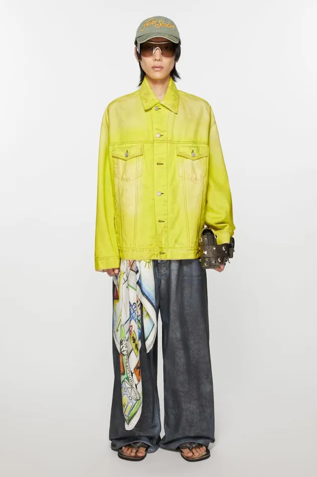 Acne Studios Denim Jacket 8211 Oversized Fit Neon Yellow Women Outerwear
