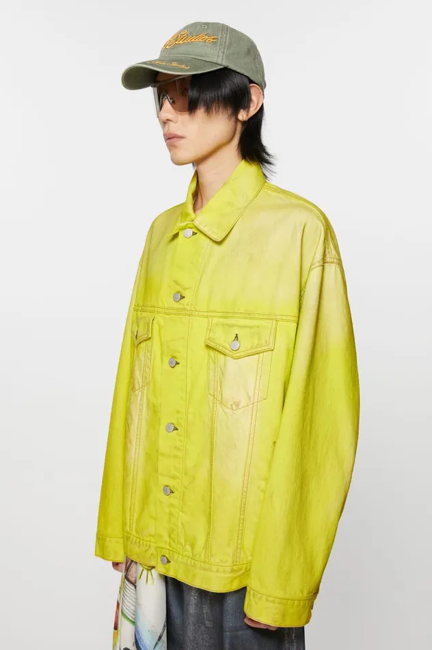 Acne Studios Denim Jacket 8211 Oversized Fit Neon Yellow Women Outerwear