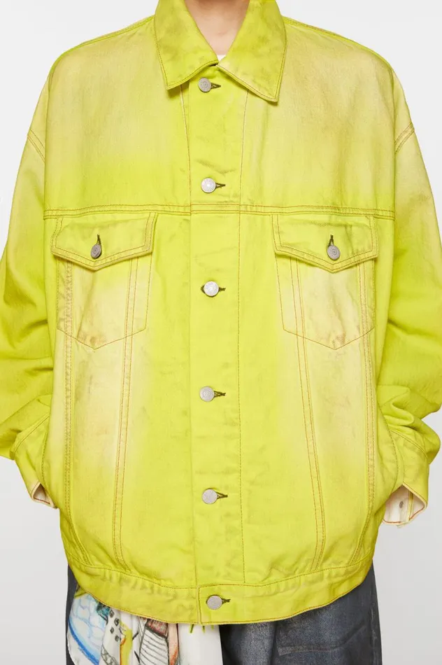 Acne Studios Denim Jacket 8211 Oversized Fit Neon Yellow Women Outerwear