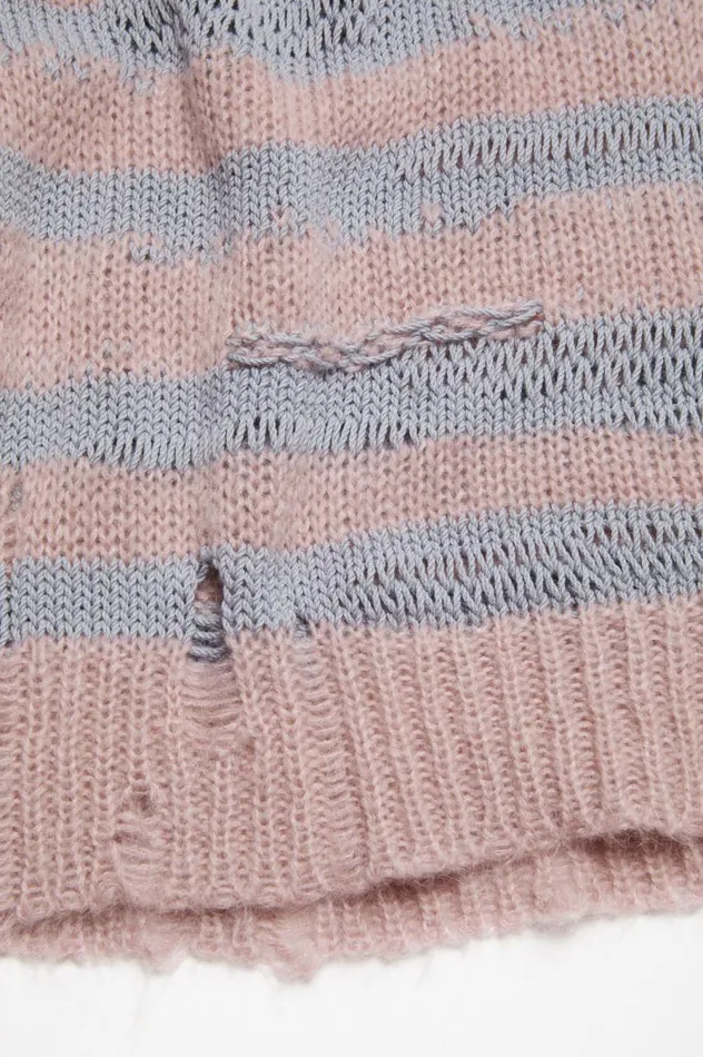 Acne Studios Distressed Stripe Jumper Dusty Pink Lilac Women Knitwear