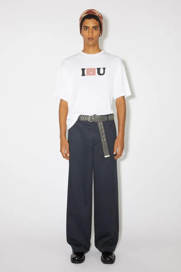 Acne Studios Face Logo Tshirt 8211 Relaxed Fit Optic White Women Tshirts