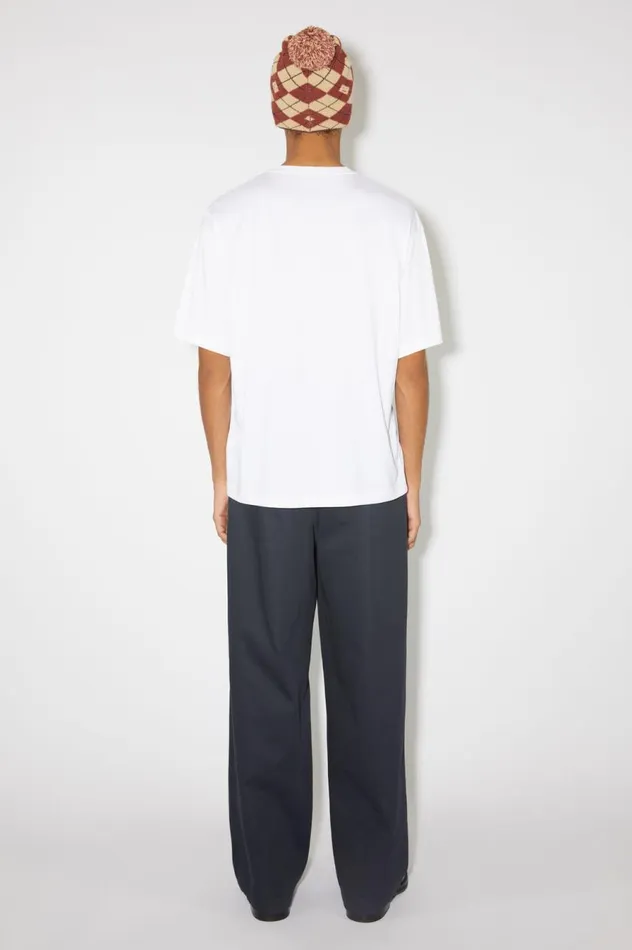 Acne Studios Face Logo Tshirt 8211 Relaxed Fit Optic White Women Tshirts