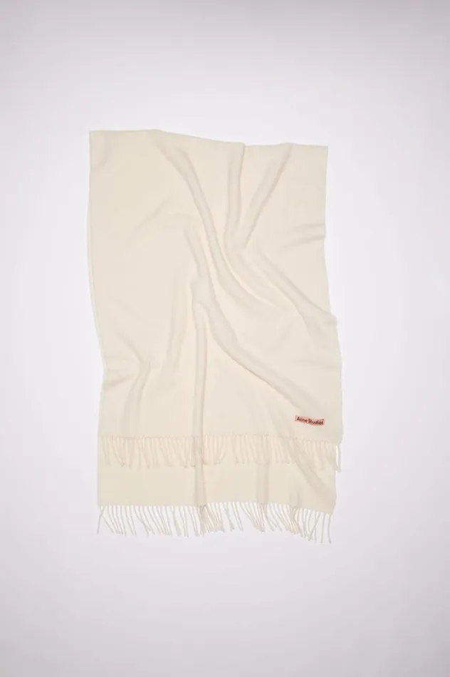 Acne Studios Fringe Wool Scarf 8211 Oversized Warm White Men Scarves