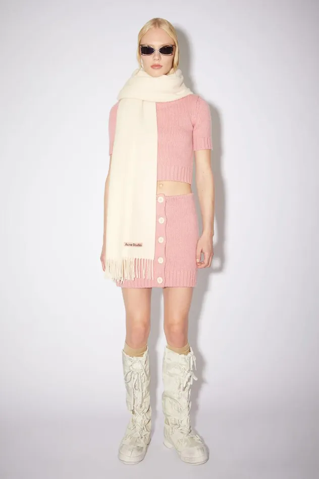Acne Studios Fringe Wool Scarf 8211 Oversized Warm White Men Scarves