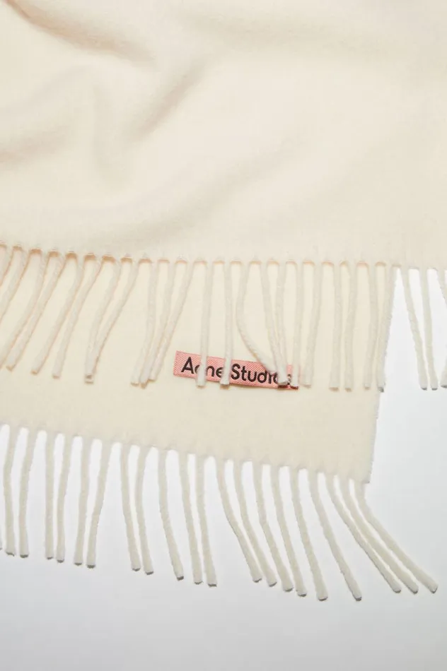 Acne Studios Fringe Wool Scarf 8211 Oversized Warm White Men Scarves