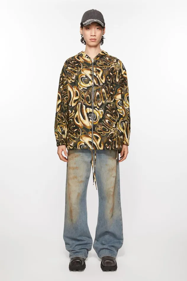 Acne Studios Hooded Logo Jacket Blackgold Men Outerwear