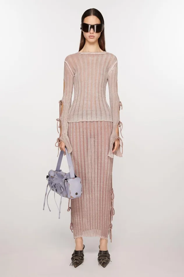 Acne Studios Knit Midi Skirt Dusty Pink Women Skirts