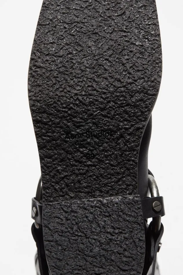 Acne Studios Leather Buckle Boots Black Women Shoes
