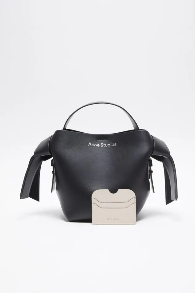 Acne Studios Leather Card Holder Whiteblack Women Small Leather Goods