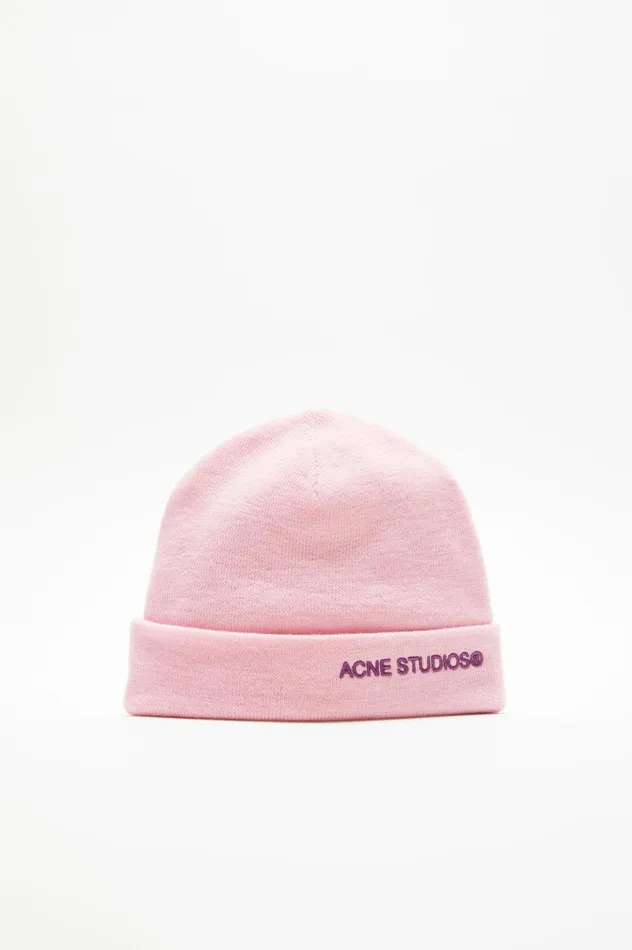 Acne Studios Logo Beanie Light Pink Women Hats