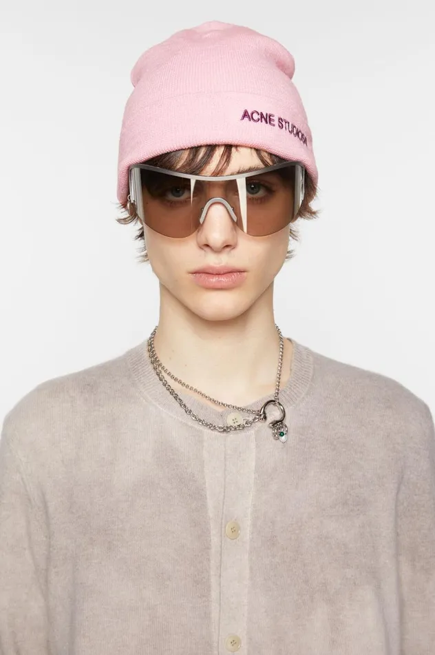 Acne Studios Logo Beanie Light Pink Women Hats