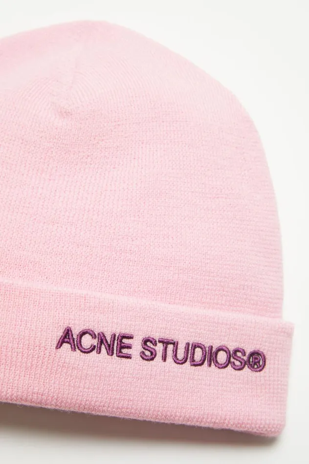 Acne Studios Logo Beanie Light Pink Women Hats