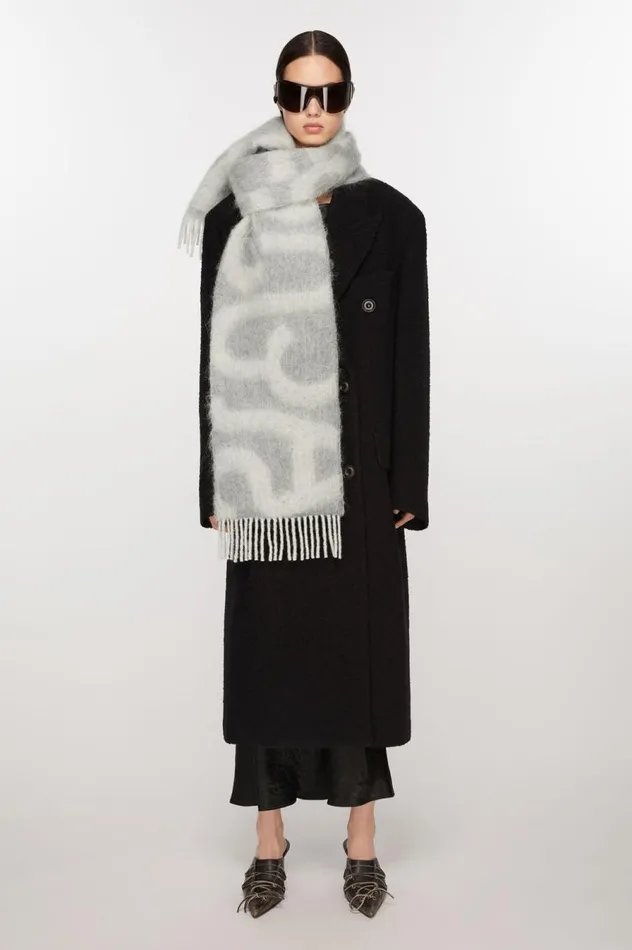 Acne Studios Logo Scarf Light Grey Men Scarves