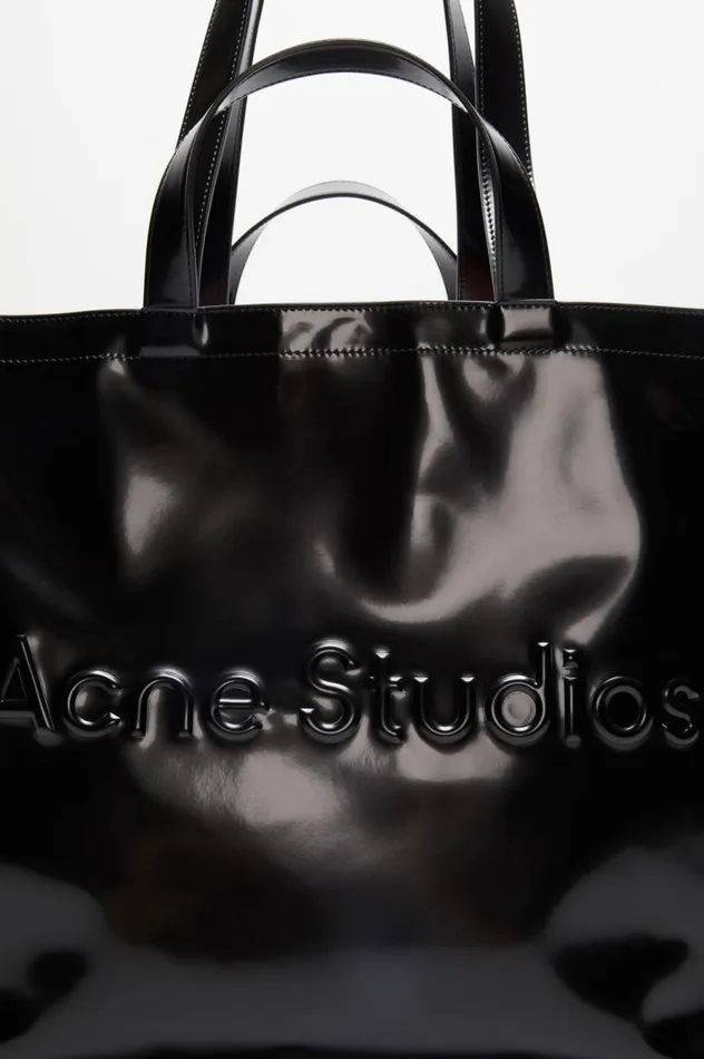 Acne Studios Logo Shoulder Tote Bag Black Women Bags
