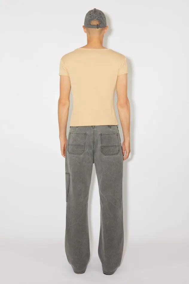 Acne Studios Logo Tshirt 8211 Fitted Fit Biscuit Beige Women Tshirts