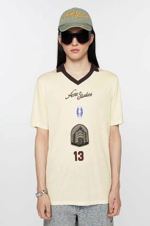 Acne Studios Logo Tshirt Ivory White Men Tshirts