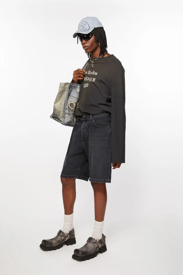 Acne Studios Loose Fit Denim Shorts Black Men Shorts
